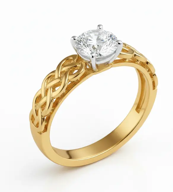 Vintage Halo Diamond Ring in 18K Gold with Engraved Band