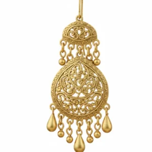 gold chandbali earrings 18K traditional filigree drop design