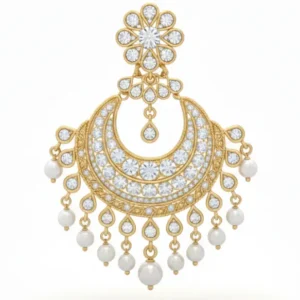 Chand earring gold pearl traditional crescent bridal earring