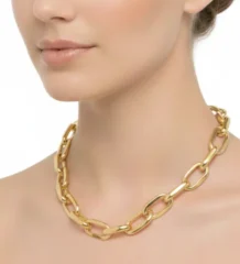 Elegant 18K gold oval link chain necklace for women