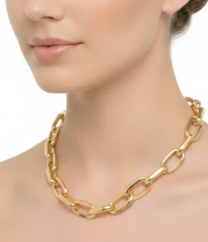 Elegant 18K gold oval link chain necklace for women