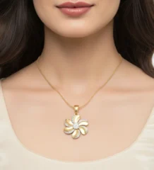 Gold Floral Diamond Pendant