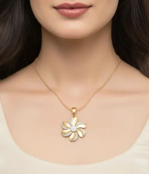 Gold Floral Diamond Pendant